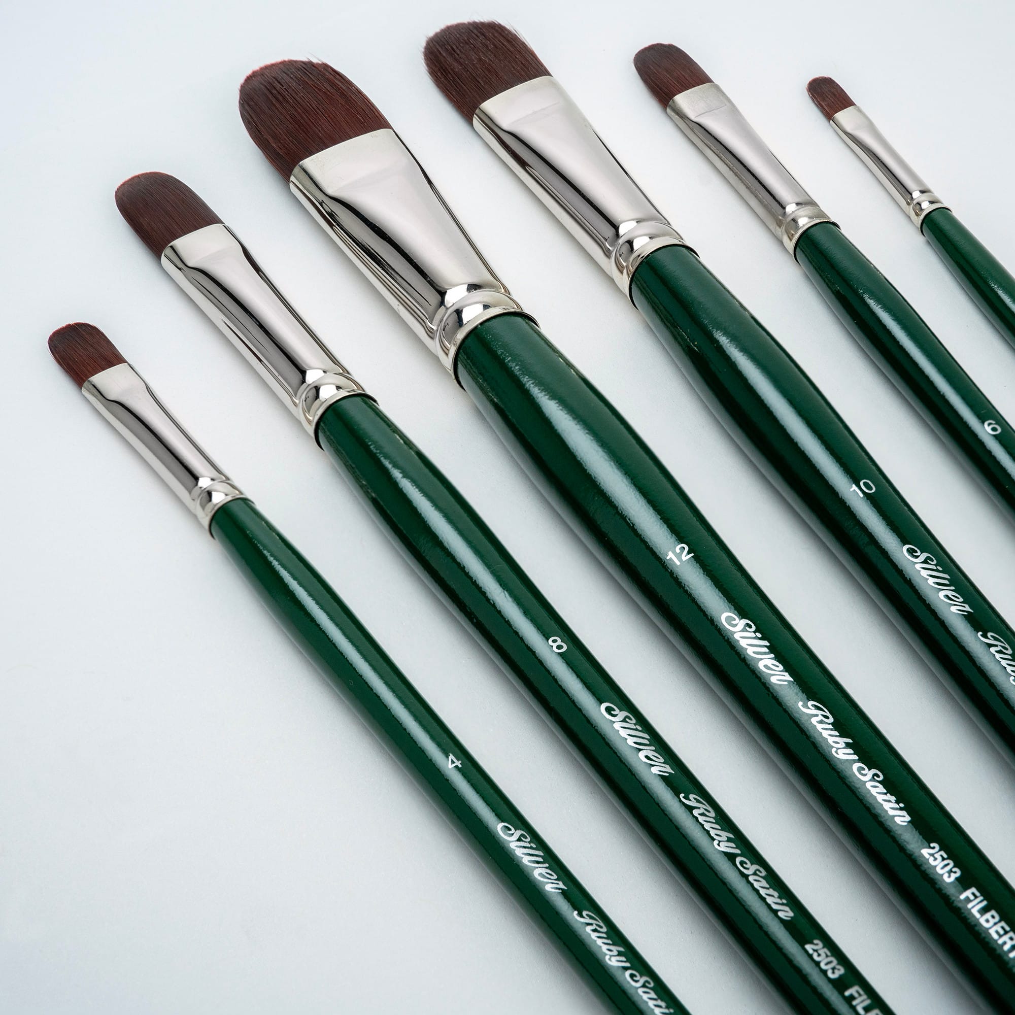 Silver Brush Limited Ruby Satin® 6 Piece Long Filberts Brush Set